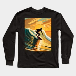 Vintage sunset surfing Long Sleeve T-Shirt